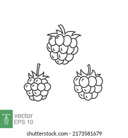 Himbeerliniensymbol. Einfache Kontur. Berry, Piktogramm, reif, rosa, süß, lecker, Essen, Natur, vegetarisches Konzept. Vektordesign-Illustration einzeln auf weißem Hintergrund. EPS10