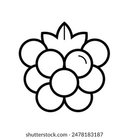 Raspberry linear vector icon isolated on white background, Outline black berry sign, simple black and white icon