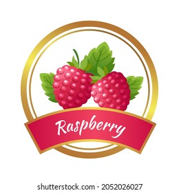 Raspberry marmalade jam sticker. Home canning, sweet jam from red berries vector label template