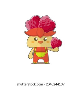 raspberry Mascot Graphic Vector Illustration, Nice Design For Fruits and Vegetables Theme, for boys, girls, kindergarten, preschool. cute, chibi, colorful visuals. for stickers, visual elements.