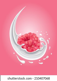 raspberry in milk splash