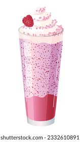 Raspberry milkshake, raspberry smoothie on white background. Healthy food, casual food
