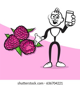 Raspberry Mobile Man Stickman Emotion, Drawing with nice emotional face