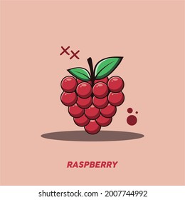 Raspberry on vector, simple object. Suitable for children's books or content that displays a simple and funny impression.