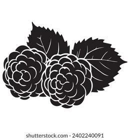 Raspberry outlines and symbols. Dark level variety basic exquisite white foundation Raspberry vegetable vector and silhouette icon.