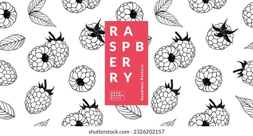 Raspberry packaging design templates, Hand drawn style vector illustration. seamless pattern