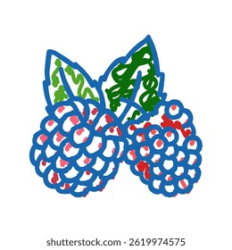 raspberry plant leaf fresh doodle icon sketch vector. raspberry plant leaf fresh sign. isolated symbol illustration