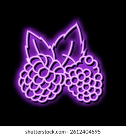 raspberry plant leaf fresh neon light sign vector. raspberry plant leaf fresh illustration