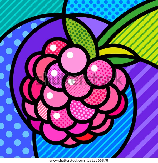 Raspberry pop art modern vector illustration\
for your design. Geometrical shape, colorful editable design\
elements for web and print\
products.