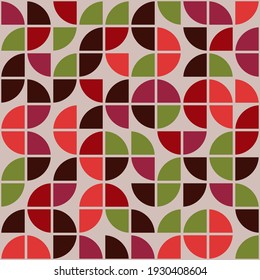 Raspberry Quarters Vector Pattern. Vector Circles Quarters Pattern.