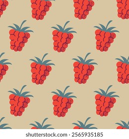 Raspberry seamless pattern background for packaging and decoration