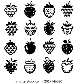 Raspberry set. Collection icon raspberry. Vector