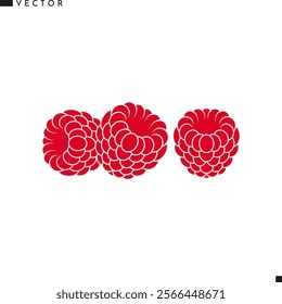 Raspberry silhouette. Fresh berries vector. Isolated raspberries on white background. Natural food icon. Organic fruit sign. Vegan food. Vector illustration EPS