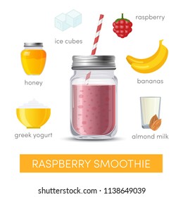 A raspberry smoothie recipe, vector
