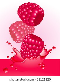 Raspberry splash. Vector.