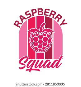 Raspberry squad typography design with berry illustration raspberry typography creative branding template illustration freshness berrylover culinary merchandise designelements minimalist