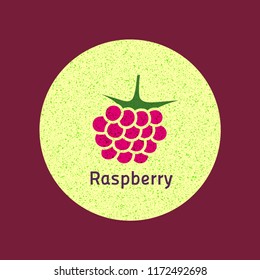 Raspberry sticker on a texture background.