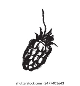 Raspberry symbol, raspberries illustration. Vector monochrome drawing of raspberries or blackberries drawn. Red berry icon for confectionery packaging. Blackberry sketch. Mulberry sign.