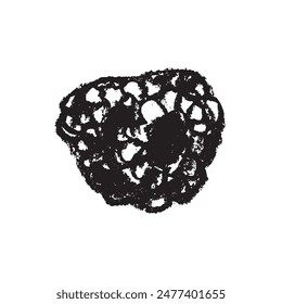 Raspberry symbol, raspberries illustration. Vector monochrome drawing of raspberries or blackberries drawn. Red berry icon for confectionery packaging. Blackberry sketch. Mulberry sign.