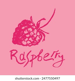 Raspberry symbol, raspberries illustration. Vector monochrome raspberries and blackberries drawings. Red berry icon for logo design. Blackberry sketch. Handdrawn mulberry sign.