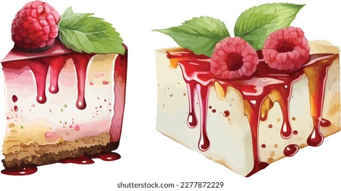 Raspberry tart clipart, isolated vector illustration.