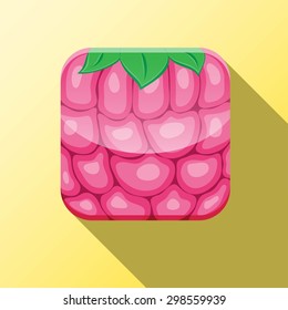 Raspberry texture icon stylized like mobile app.