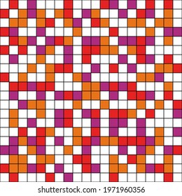 Raspberry tile. Vector same squares tile ornament.