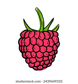 Raspberry vector icon in doodle style. Symbol in simple design. Cartoon object hand drawn isolated on white background.