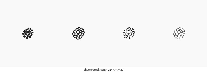 Raspberry vector icon. Raspberry fruit linear black illustration