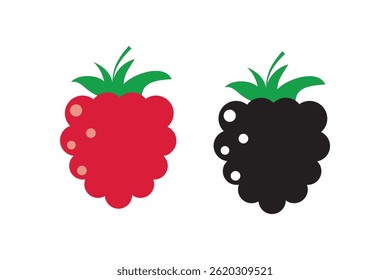 Raspberry vector icon illustration. Flat berry sweet healthy organic fruit raspberry blackberry.