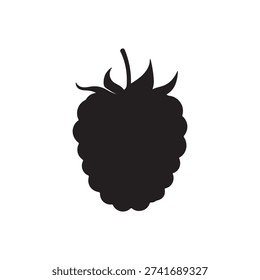 Raspberry vector silhouette isolated on white background.