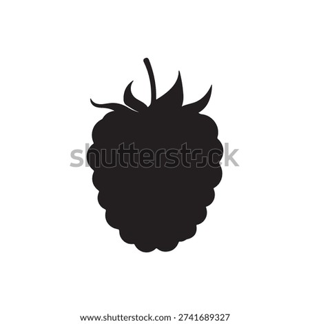 Raspberry vector silhouette isolated on white background.