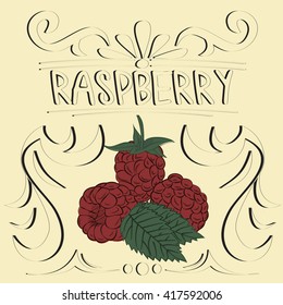 Raspberry vintage poster, vector illustration