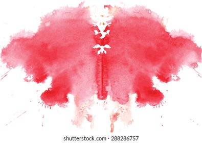 raspberry watercolor symmetrical Rorschach blot on a white background