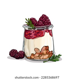 Raspberry yogurt healthy food vector isolated