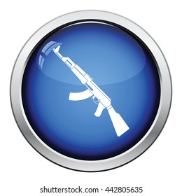 Rassian weapon rifle icon. Glossy button design. Vector illustration.