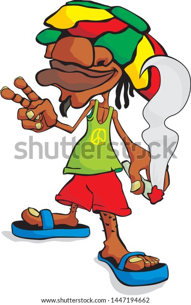 Rasta Cartoon Character Vector Illustration Stock Vector (Royalty Free