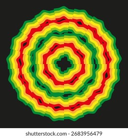Rasta colors star. Vector geometric pattern. Circular abstract illustration. Psychedelic floral design. EPS 10.