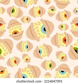 Rasta Eyes Pattern Seamless. Trippy Eye. Addict With Red Eyes Background. Tired Eyes With Capillaries Texture. 