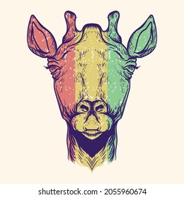 rasta giraffe face artwork illustration 
