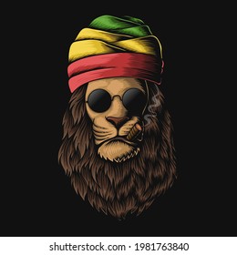 Rasta Lion head vector illustration for your company or brand