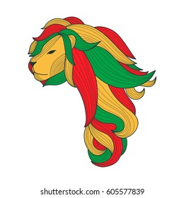 Rasta Lion in shape of Africa. Vector illustration. 