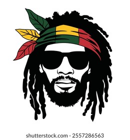 Rasta Man with Dreadlocks and Bandana Illustration