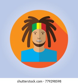 Rasta Mans Head Flat Style Vector Stock Vector (Royalty Free) 779298598 ...