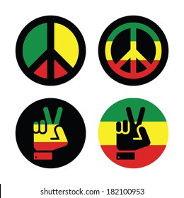 Rasta peace, hand gesture vector icons set 