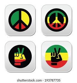 Rasta peace, hand gesture vector icons set 