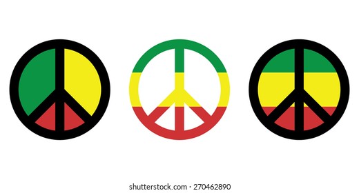 Rasta peace sign , flag . Vector