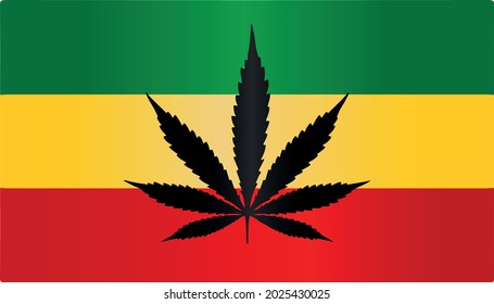 Rasta Reggae Unkraut Marihuana Fahne Symbol flacher Vektorgrafik mit Farbverlauf-Farbe