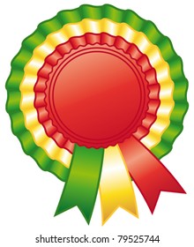 Rasta rosette ribbon. Vector emblem decoration.