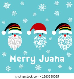 Rasta Santa Clause vector illustration with marijuana leaves